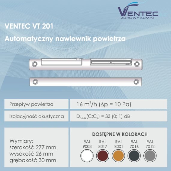Automatyczny nawiewnik ciśnieniowy Ventec VT 201